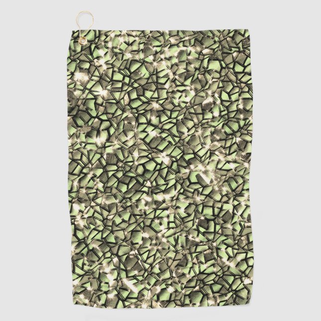 Toalla De Golf Capas de mosaico en sepia verde áspera y espumoso (Anverso)