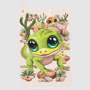Toalla De Golf Caracteres de dibujos animados de Baby Geckos Cute
