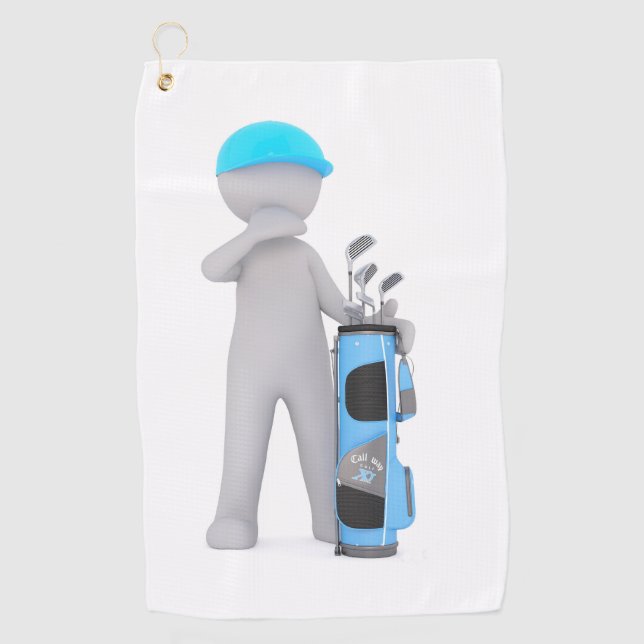 Toalla De Golf Caricatura sosteniendo un diseño de una bolsa de g (Anverso)