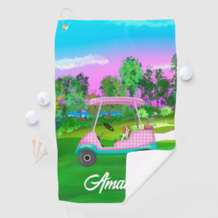 Toalla De Golf Carrito de Golf con adorable Cavalier King Charles