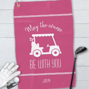 Toalla De Golf Carrito de Golf Rosa Lindo Cota de Golfista Monogr