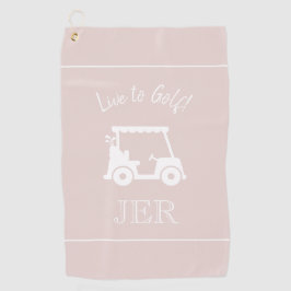 Toalla De Golf Carrito de Golf Vive para Golf Monograma Chic Rosa