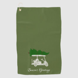 Toalla De Golf Carro de golf con árbol de Navidad | Verde oliva