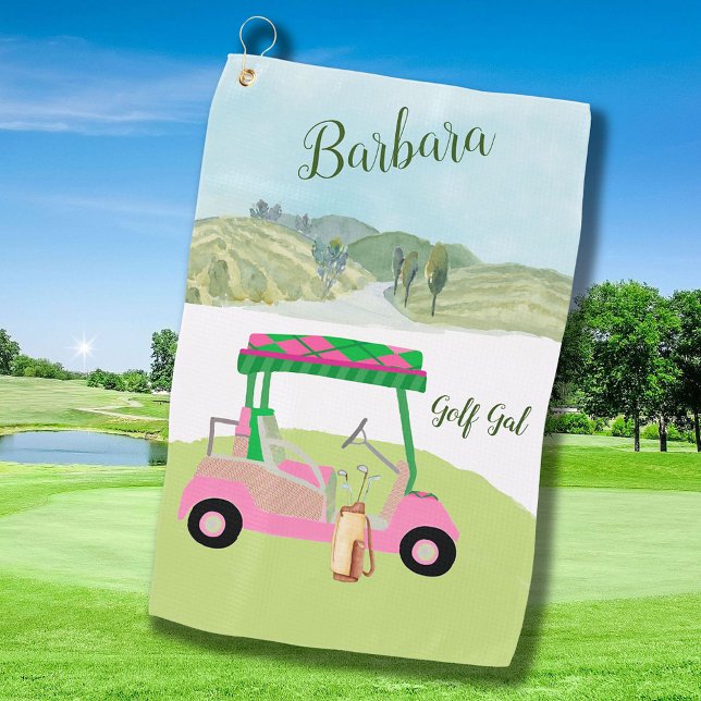 Toalla De Golf Carro de golf rosa divertido Nombre personalizado  (Subido por el creador)