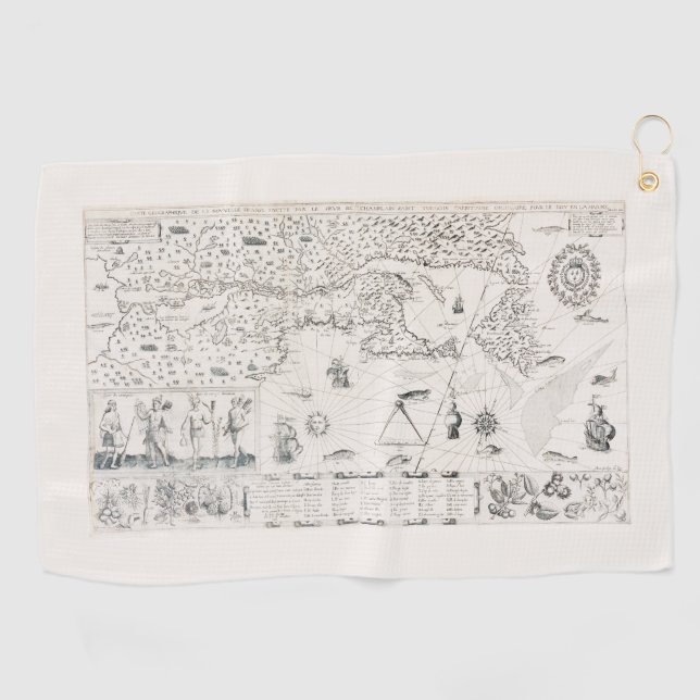 Toalla De Golf Carte Française Canada (Québec) par Champlain 1612 (Horizontal)