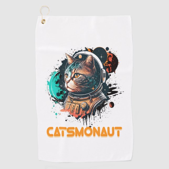 Toalla De Golf Catsmonauta Astronauta Gato O Gato Espacial (Anverso)