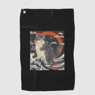 Toalla De Golf Catzilla Cat Arte Japonés Gracioso Regalos De Gato