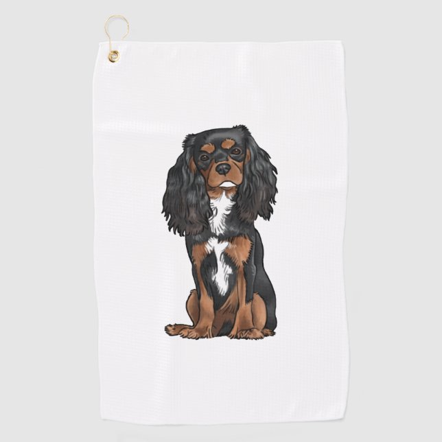 Toalla De Golf Cavalier King Charles Spaniel - Negro y Tan (Anverso)