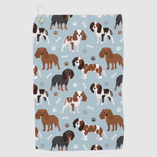 Toalla De Golf Cavalier King Charles Spaniel Paws and Bones (Anverso)