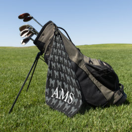 Toalla De Golf Cavapoo Cute Perro Silhouette Y&B Grid Black