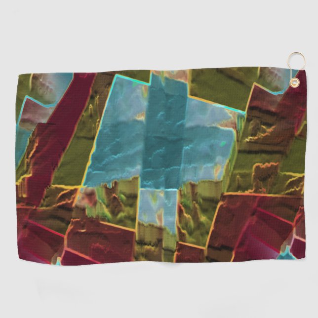 Toalla De Golf Cera esculpida de aspecto marrón y azul (Horizontal)