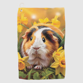 Toalla De Golf Cerdo De Guinea Entre Los Daffodils