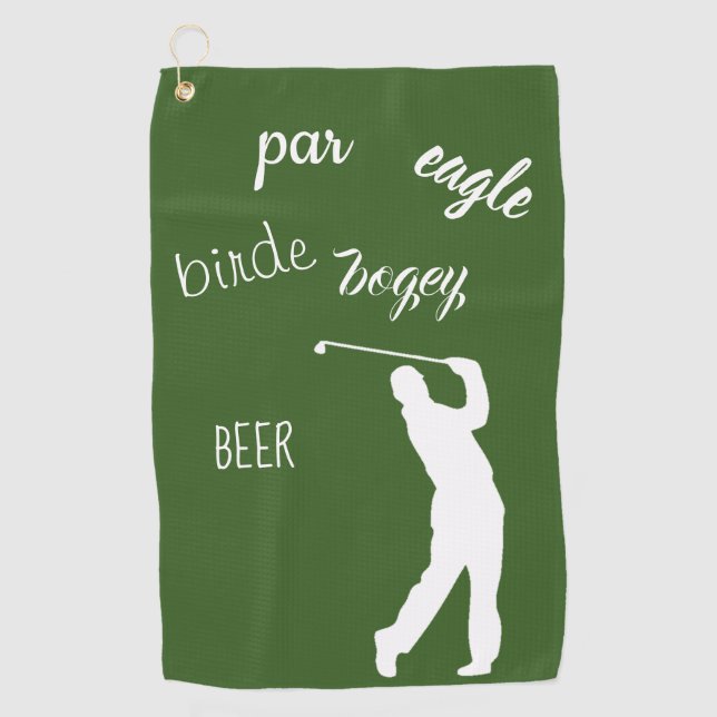 Toalla De Golf Cerveza Birdie Par Bogey Eagle Golfer diciendo (Anverso)