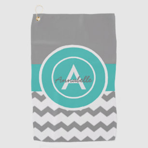 Toalla De Golf Chevron verde azulado gris