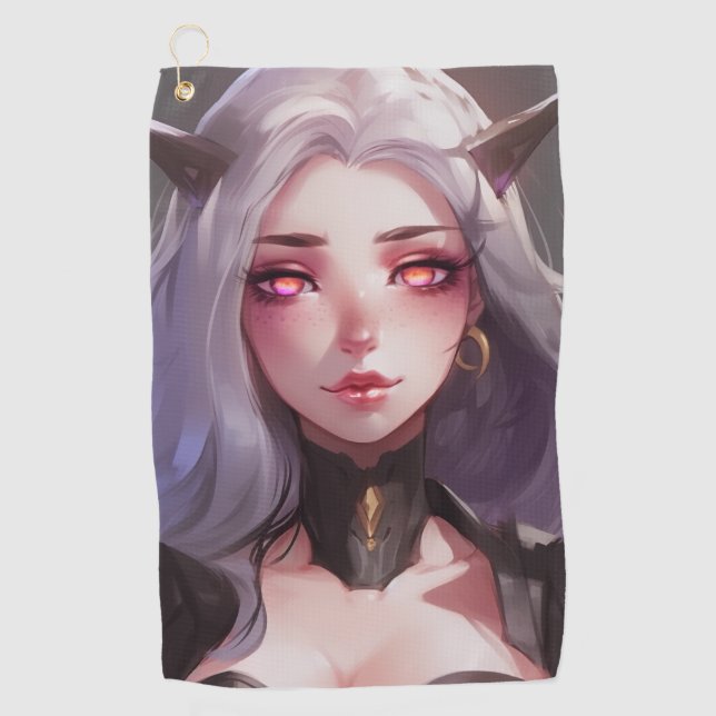 Toalla De Golf Chica de Anime, guerrero de cuernos cortos (Anverso)