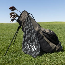 Toalla De Golf Chihuahua Cute Perro Silhouette Y&B Grid Black