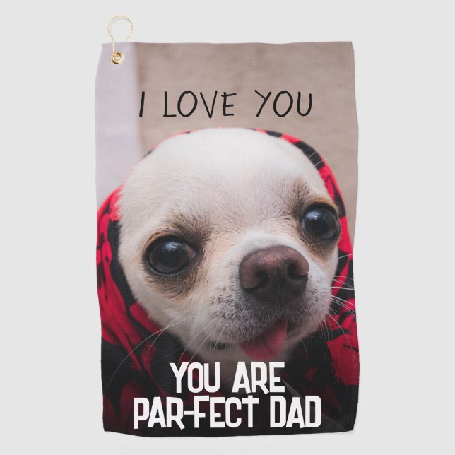 Toalla De Golf Chihuahua lindo amor Par-fecto papá Personalizado  (Anverso)