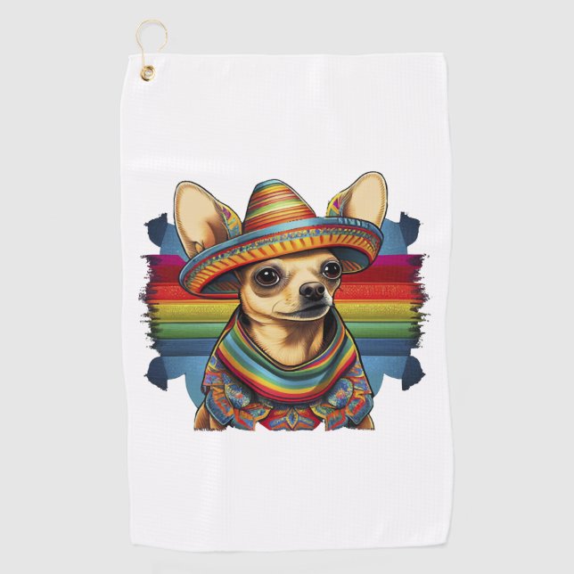 Toalla De Golf Chihuahua México Cinco de Mayo Perro gracioso (Anverso)