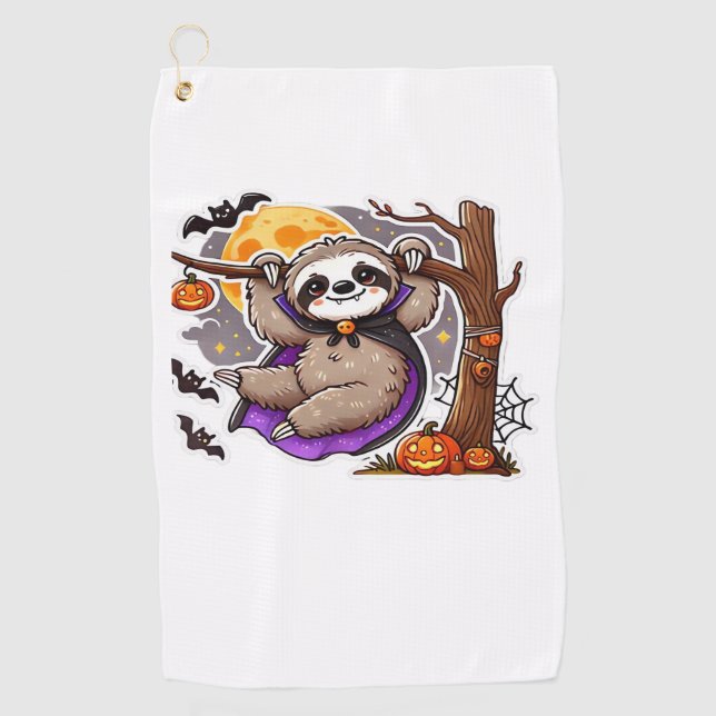 Toalla De Golf Chill Thrills Halloween Sloth T-Shirt sobredimensi (Anverso)