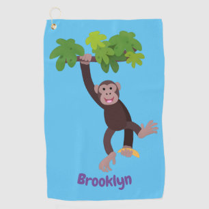 Toalla De Golf Chimpancé lindo en personalizado colgante de la ju