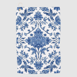Toalla De Golf Chinoisería Floral Azul Acuarela Blanca