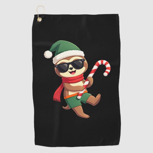 Toalla De Golf Christmas Sloth Elf Peppermint Candy Cane Shirt Gi (Anverso)