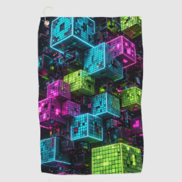 Toalla De Golf Cian Magenta Lima Cyberpunk | Extremadamente 3D 