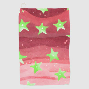 Toalla De Golf cielo rojo con estrellas