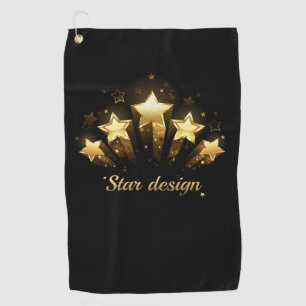 Toalla De Golf Cinco estrellas de oro en negro