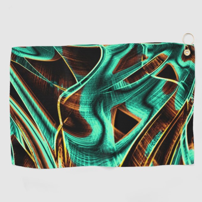 Toalla De Golf Cintas muy retorcidas de aguamarina y de café (Horizontal)