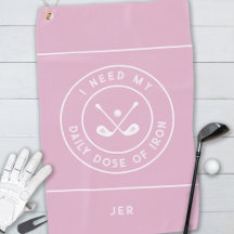 Cita divertida rosa golfista hierro personalizado 