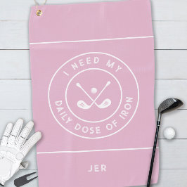 Toalla De Golf Cita divertida rosa golfista hierro personalizado 