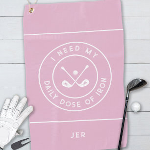 Toalla De Golf Cita divertida rosa golfista hierro personalizado