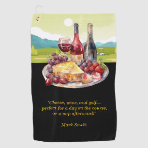 Toalla De Golf Citas divertidas de golfista sobre queso y vino pa