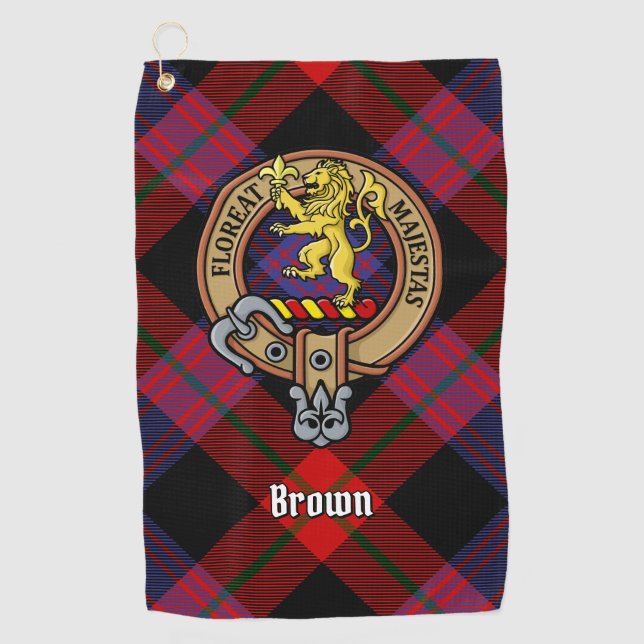 Toalla De Golf Clan Brown Escudo sobre Tartán (Anverso)