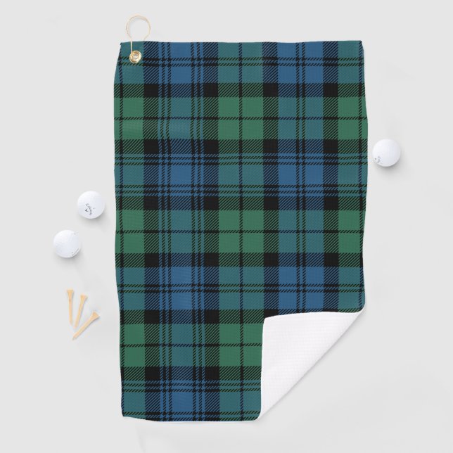 Toalla De Golf Clan Campbell Plaid Tartan Green Blue Black Check (In situ)