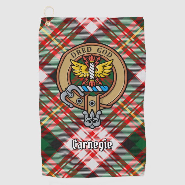 Toalla De Golf Clan Carnegie Escudo por Vestir Tartán (Anverso)