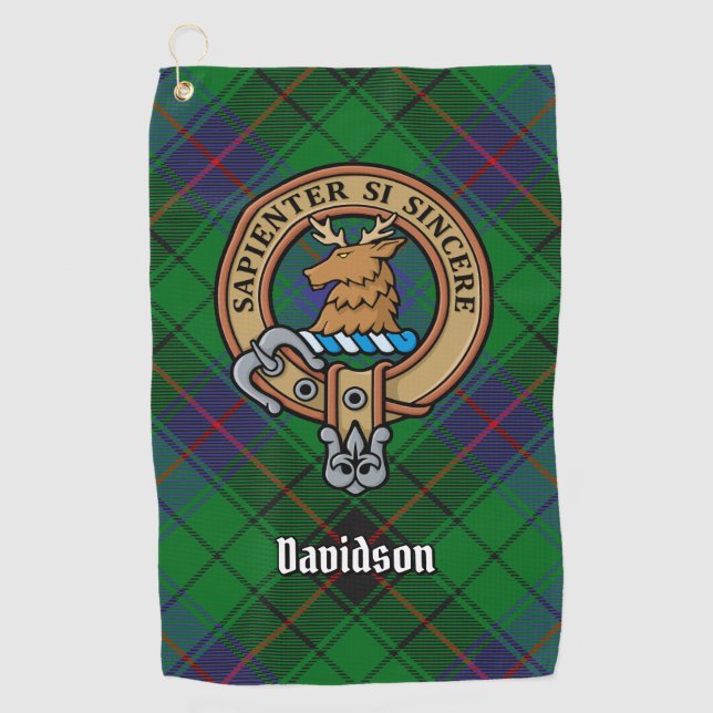 Toalla De Golf Clan Davidson Escudo sobre Tartán (Anverso)