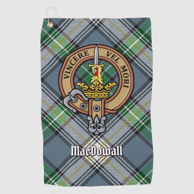 Toalla De Golf Clan MacDowall Escudo sobre Tartán (Anverso)