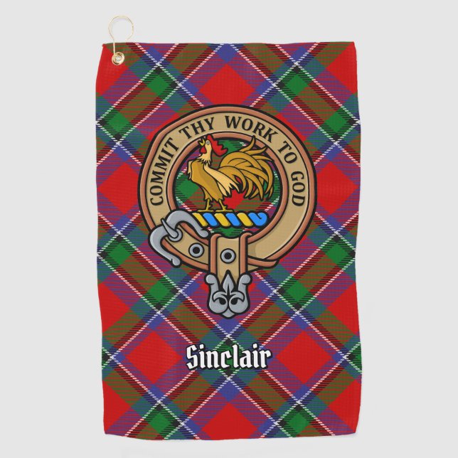 Toalla De Golf Clan Sinclair Escudo sobre Tartán (Anverso)