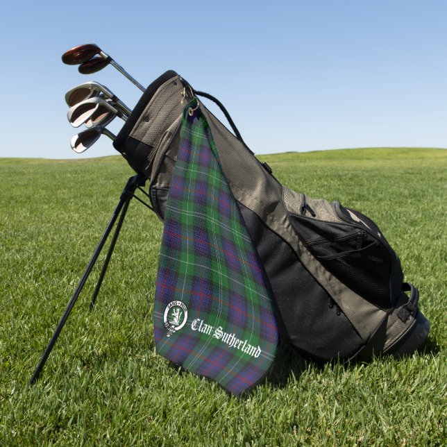 Toalla De Golf Clan Sutherland Escudo y Personalizable Tartán (Verde)