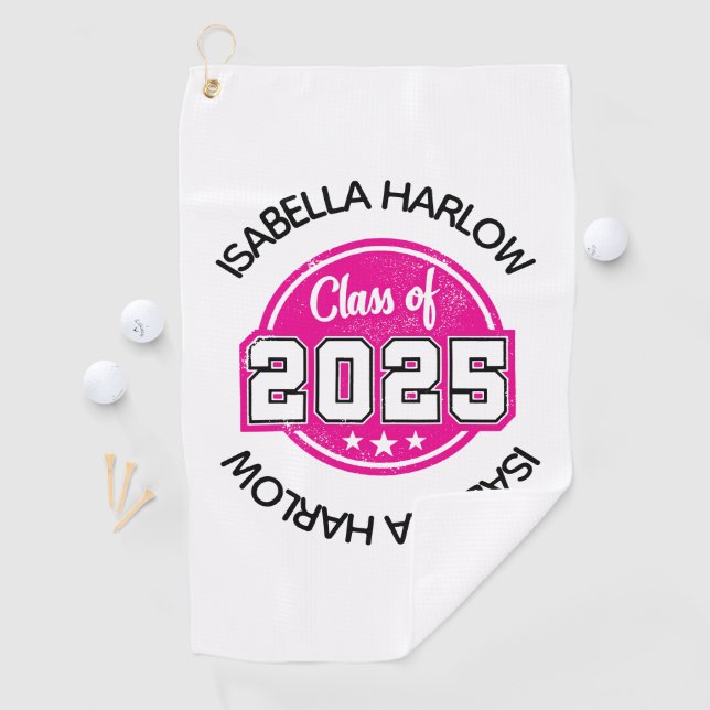 Toalla De Golf Clase de nombre de graduado rosado 2025 (In situ)