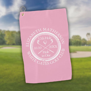 Toalla De Golf Clásico Elegante Rosa Hoyo en Uno