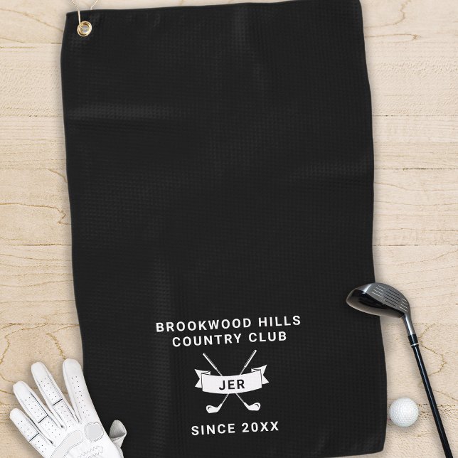 Toalla De Golf Clásico Monogram Cruce de Bastos Negro y Blanco (Subido por el creador)