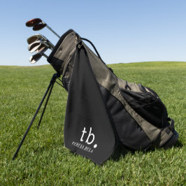 Toalla De Golf Clásico Monograma | Elegante Negro y Blanco Minima