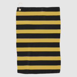 Toalla De Golf Clásico negro y dorado metálico con rayas horizont