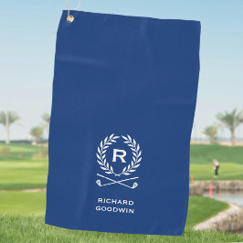 Toalla De Golf Clásico nombre de monograma personalizado azul