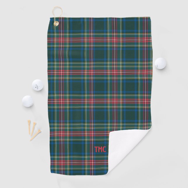 Toalla De Golf Clásico Tartan Plaid Initials Preppy Moda Timeless (In situ)