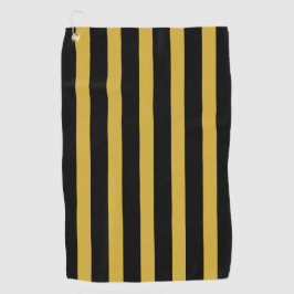 Toalla De Golf Classic Black and Metallic Gold Vertical Striped