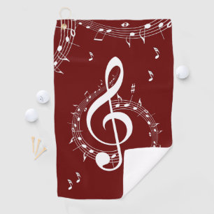 Toalla De Golf Climactic G Clef Music Red